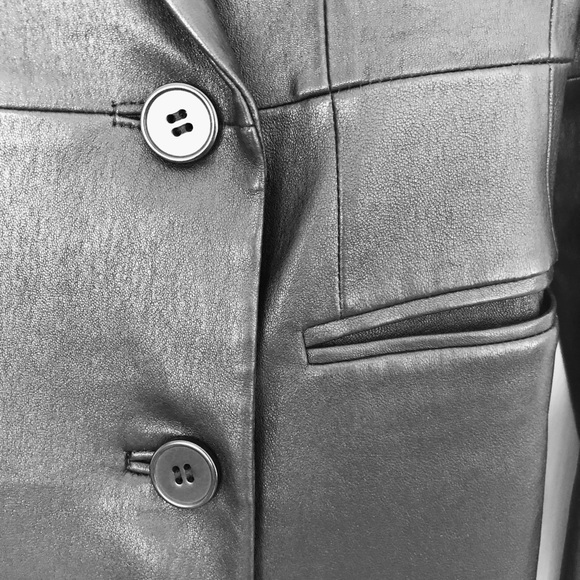 NWT Theory: Double-Breasted Bristol Leather Blazer Dress - Picture 14 of 15